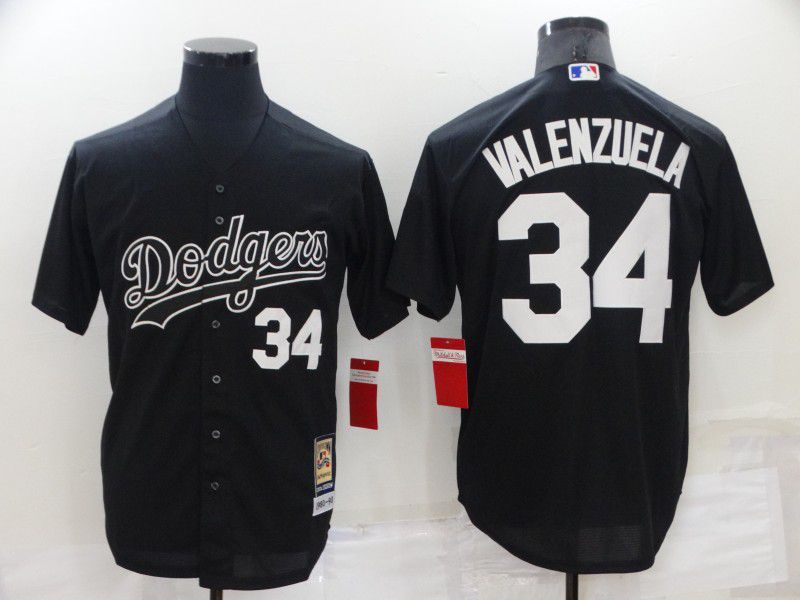 Men Los Angeles Dodgers #34 Valenzuela Black Throwback 2022 MLB Jerseys->los angeles dodgers->MLB Jersey